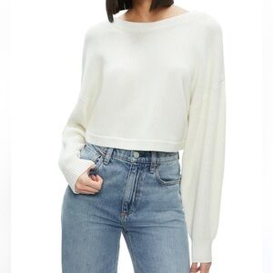 Alice & Olivia Posey cropped sweater in white, BNWT